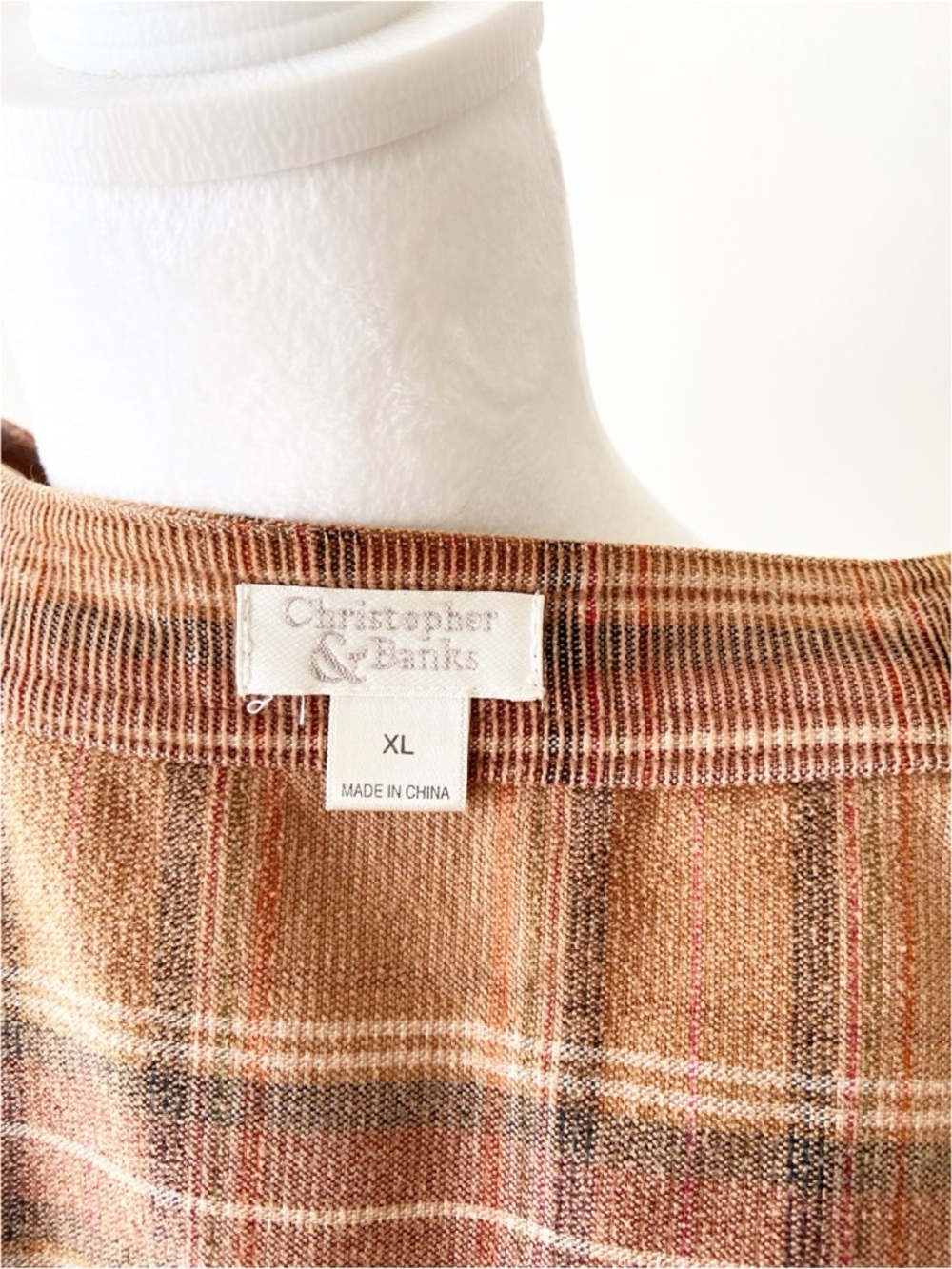 Christopher & Banks Plaid Brown Blouse - Picture 5 of 6